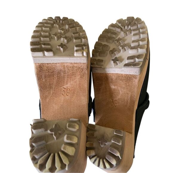MIA Swedish clog wood leather black women's size 39 7.5 - Picture 5 of 6